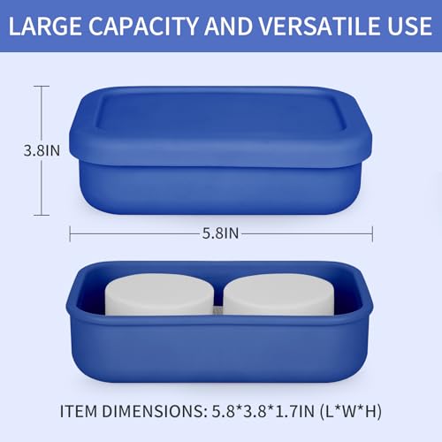 Leak Proof Soap Case,Large Silicone Travel Soap Holder,Portable Soap Box with Drainage Layer,Bathroom Shatter Proof,Suitable for Travel, Bathroom, Camping, Gym(Dark Blue) - color: Dark Blue