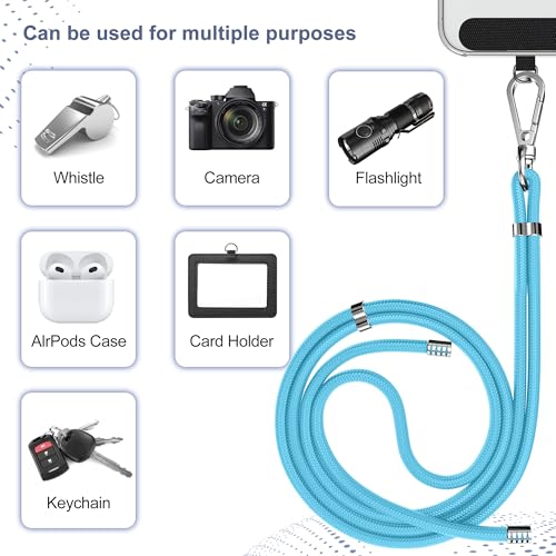 Phone Lanyard, 2 Pack Adjustable Cell Phone Lanyard Crossbody Neck Strap and 2 Pack Phone Wrist Strap with Tether Tabs Compatible for iPhone Smartphones-Black Blue - color: Black+blue
