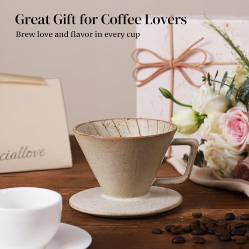 DOWAN Pour Over Coffee Maker, Non-Electric Pour Over Coffee Dripper, Manual Brew Maker, Single Cups Porcelain Slow Brewing Accessories for Gifts, Grey - color: Grey