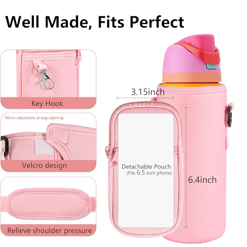 Water Bottle Carrier Bag with Strap, Fits Owala FreeSip 24/32 oz - color: Pink, size: 32 ounce