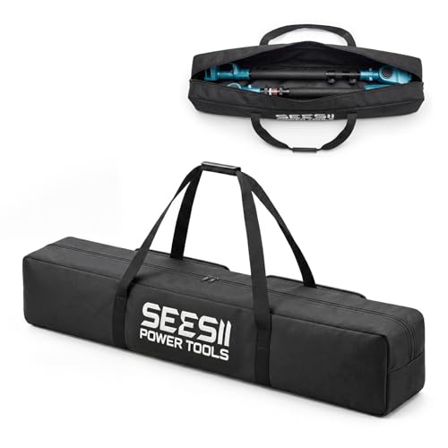 SEESII Universal 55-Inch Pole Storage Bag for Any Pole Tool | Compatible with 16FT Pole Saws, Pole Hedge Trimmers & Pruning Shears, Two Outside Pockets for Batteries, 600D Water-Resistant - color: Inky Black