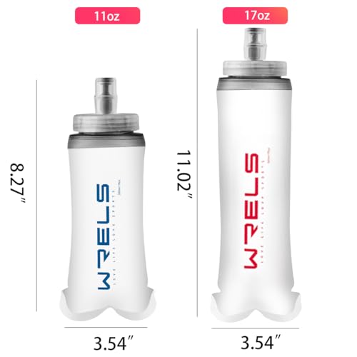 WRELS Soft Flasks Soft Running Water Flask Collapsible Soft Water Bottles Small BPA-Free for Sports Hiking Hydration Pack 500 ml/17oz，300 ml/10oz（500ml,blue） - color: Blue