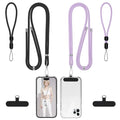 Phone Lanyard, 2 Pack Adjustable Cell Phone Lanyard Crossbody Neck Strap & 2 Pack Phone Wrist Strap with Tether Tabs Compatible for iPhone Android Smartphones-Black Purple - color: Black+purple