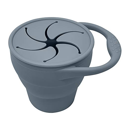 BraveJusticeKidsCo | Snack Attack Snack Cup | Collapsible Silicone Snack Container | Toddler and Baby (Stormy) - color: Stormy