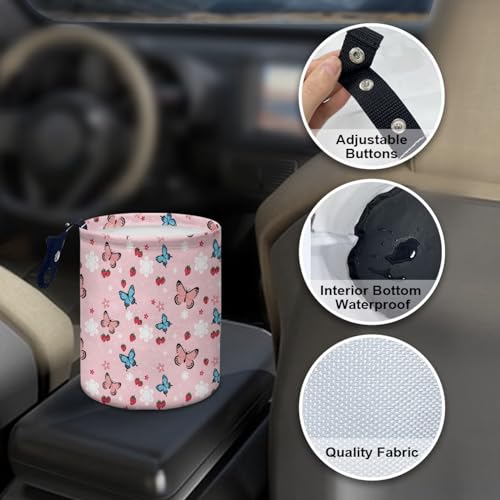 Butterfly Daisy Car Trash Storage Box Multifunctional Garbage Bags for Car, Office, Home, Travel Camping Accessories, Easy to Clean - color: Butterfly Daisy Pattern