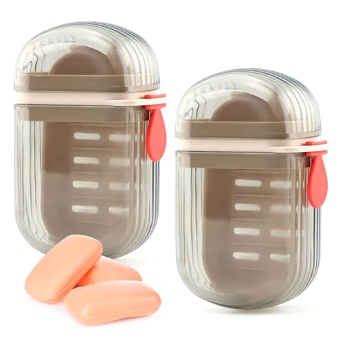 2 Pack Travel Soap Case Portable Soap Box with Removable Drain Tray
