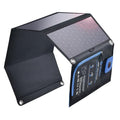 BigBlue 28W Solar Panel Charger with Digital Ammeter, USB-A/USB-C Outputs - color: Black