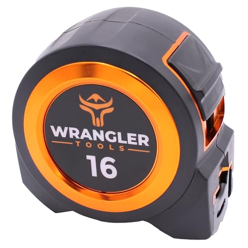 Wrango Tools Tape Measure 16 FT - Measuring Tape Retractable - Oversized & Double-Sided Print - Blade Lock, Finger Brake - High Performance Nylon Coating, 10' Stand-Out - 13' Reach / 1-1/16" Blade - size: 16 FT