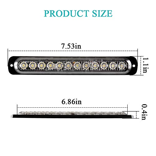 2pcs 12LED White Led Emergency Beacon Hazard Warning Flashing Strobe Light Bar Universal for Construction Vehicle Car Truck Trailer 12-24V - color: White