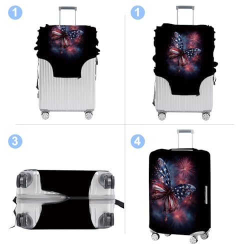 Butterfly Luggage Cover Washable Suitcase Cover Protector Fit 28-30 Inch Luggage Durable Travel Bag Cover with Zipper Closure L - color: butterfly, size: L(28-30inch suitcase)