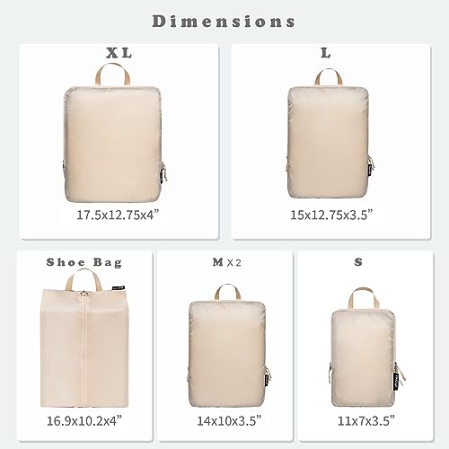 BAGAIL 6 Set Ultralight Compression Packing Cubes Packing Organizer for Travel Accessories Luggage Suitcase Backpack - color: Cream70D, style: Cloth Pattern