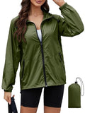 CRIPOM Light Weight Rain Jacket Women Waterproof Windbreaker Travel Rain Coats for Women Packable S-XXL - color: Army Green, size: Large