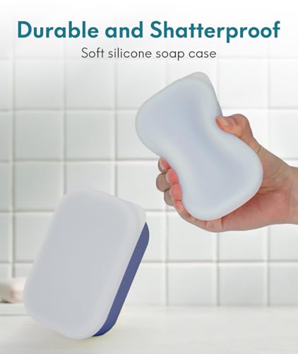 Quatish Compact Leakproof Travel Soap Case, Silicone Soap Box with Draining Layer, Enhanced Soap Container, Suitable for Camping, Gym, Bathroom, Outdoor Essentials, Blue - color: Blue, size: Regular