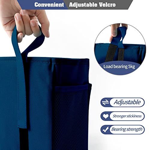 Bseash Bunk Bed Organizer, Bedside Caddy Hanging Bed Organizer Storage Bag with 4 Pockets and 2 Hooks, for College Dorm Rooms Bed, Hospital Bed, Baby Bed Rails, 600D Oxford Cloth (Navy Blue) - color: Navy Blue, size: Small