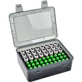 FULLCASE Battery Organizer Storage Box Fits 54 AA AAA Batteries,Grey | Clear Hard-shell,Battery Box, with 24 AA and 30 AAA Foam Slots, Secure Latch and Carry Handle for Drawers,Shelves and Travel - color: Grey