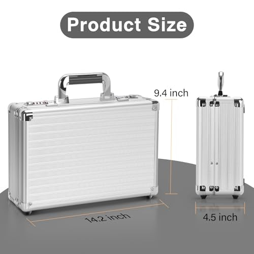 LOCKCURX Security Lock Boxes - 14.2 x 9.4 x 4.5 Inch Medium, Portable Locking Storage Totes with Dual Combination Locks, Medicine Lock Box, Lock Boxes for Personal Items, Cash & Briefcase - Silver - color: Silver, size: Medium
