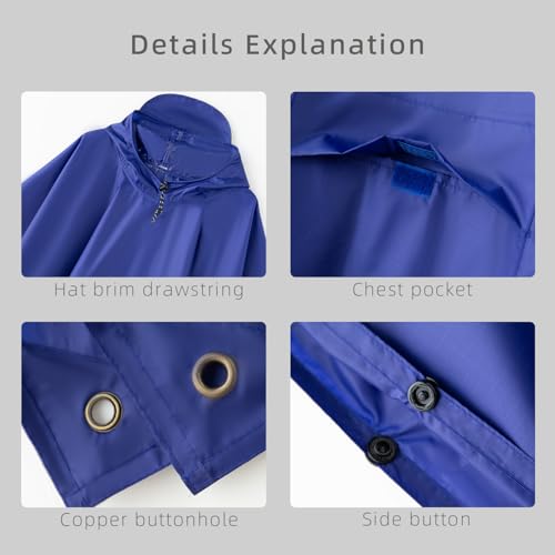 Multi functional cape hooded raincoat suitable for outdoor camping and hiking, suitable for both men and women - color: Blue