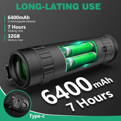 Night Vision Monocular 384x288 (50 Hz) Thermal Imaging Monoculars, 4X Digital Zoom, Detection 3620yd, 5 Mode, 7H+, No-Shutter Tech WiFi Heat Vision Infrared Imager for Hunting Camping - size: 25MM