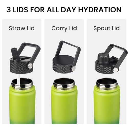 Konokyo 24 oz Insulated Stainless Steel Water Bottle with Straw Lid - color: Bamboo Grove, size: 24 Ounces