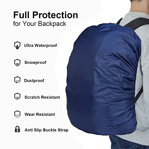 Waterproof Backpack Rain Cover with Anti Slip Buckle Strap for Camping, Hiking, Traveling, Hunting, Biking, 15-80L - color: Midnight Blue, size: 60L - 70L