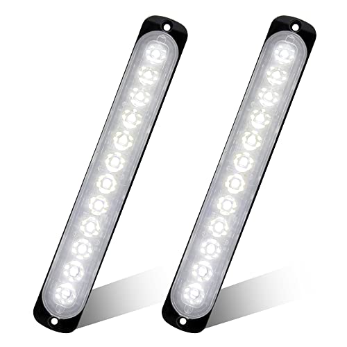 2pcs 12LED White Led Emergency Beacon Hazard Warning Flashing Strobe Light Bar Universal for Construction Vehicle Car Truck Trailer 12-24V - color: White