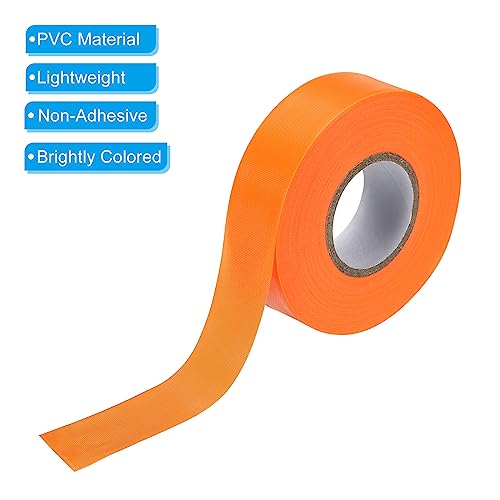 Flagging Tape 1" x147', 2 Pack PVC Non-Adhesive Neon Marking Tape for Tree Survey Boundaries Outdoor Trail, Orange