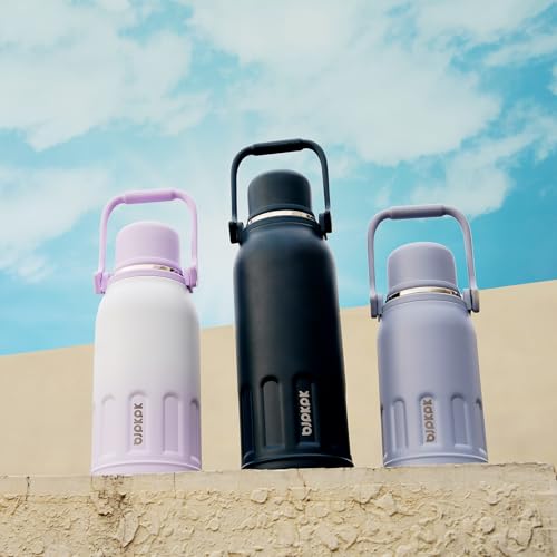 BJPKPK Stainless Steel Insulated Bottle with Handle & Strap, 40oz | Leak-proof vacuum insulation keeps drinks cold/hot for hours. BPA-free, dishwasher safe. Purple Pearl. - color: Purple Pearl, size: 40 Ounces