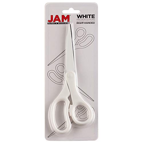 JAM PAPER Multi-Purpose Precision Scissors - 8 Inch - White - Ergonomic Handle & Stainless Steel Blades - Sold Individually - color: White, size: Standard (8 Inch)
