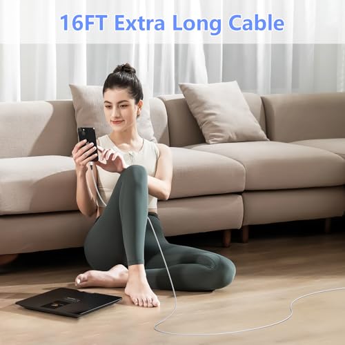 16FT Extra Long USB C to Lightning Charger Cable for iPhone,Apple MFi Certified Charger Cord, Nylon Braided Sync Data Charge Cord for iPhone 14 Pro Max/14/13Pro/12/11/X/XS/XR/iPad-Silver - color: Grey