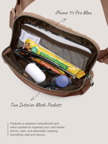 ODODOS Unisex Mini Belt Bag with Adjustable Strap Small Fanny Pack for Workout Running Traveling Hiking, Brown - color: Brown