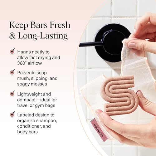 Kitsch Soap Saver Bag – Patented Mesh Bag Soap Holder – 2pc Set | for Shampoo and Conditioner Bars – Extends Use & Prevents Soggy Mess – Recycled Beauty Mesh Pouch, Eco-Friendly - color: Blush & Terracotta