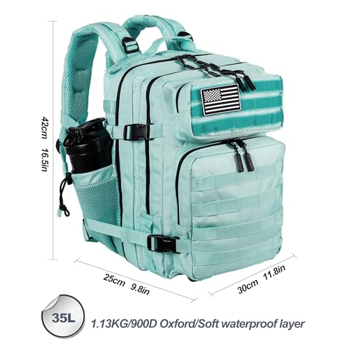 LHI Tactical Military Backpack for Men and Women 25L/35L Army Assault Pack Bag Small Rucksack with Bottle Holder - color: 2.2 35l-peppermint, size: Medium