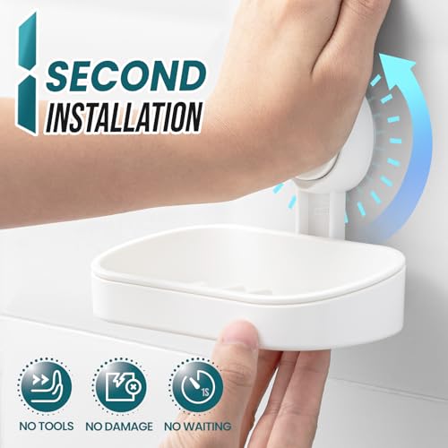 TAILI Soap Holder, Soap Dish for Shower Suction Cup, Bar Soap Holder, White | Removable Soap Holder Shower, Soap Tray for Shower Wall, No drill Sponge Holder, Bathroom & Kitchen, Bath Accessories - color: White, size: 1 Tier