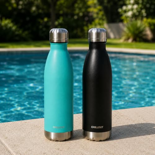 CHILLOUT LIFE 25oz Insulated Stainless Steel Water Bottle, Leak Proof - color: Matte Black