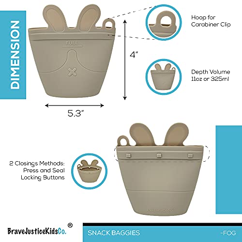 | Snack Baggie™ Silicone Reusable Food Storage Container for Toddlers (Fog) - color: Fog