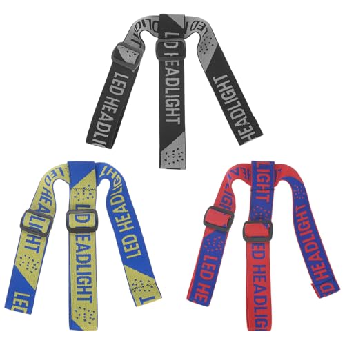 M METERXITY 3-Pack Headlamp Strap Replacement Headband, High Elastic Headlamp Adjustable Bicycles Head Band Belt for Flashlight Camping Riding [Black Gray,Yellow Blue,Red Blue, 16.5"/42cm] - color: Black Gray,Yellow Blue,Red Blue