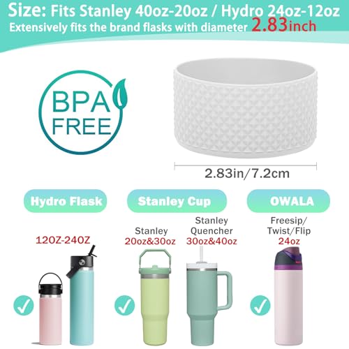 WK IEASON Protective Silicone Base Boot for Hydro Flask 12-24 oz Wide and Standard Mouth bottles, Anti-Slip Sleeve Cover Bumper for Hydro Water Bottle Accessories-2.83inch Bottom Diameter - color: Diomond white, size: 24 Ounces