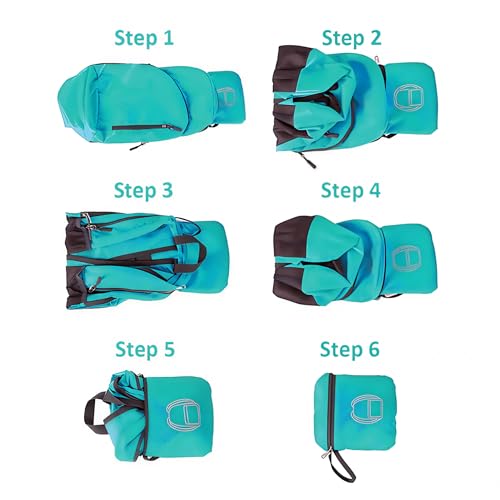 MounTop Outdoor Lightweight Foldable Water Resistant Backpack for Travel Hiking Riding - color: Teal