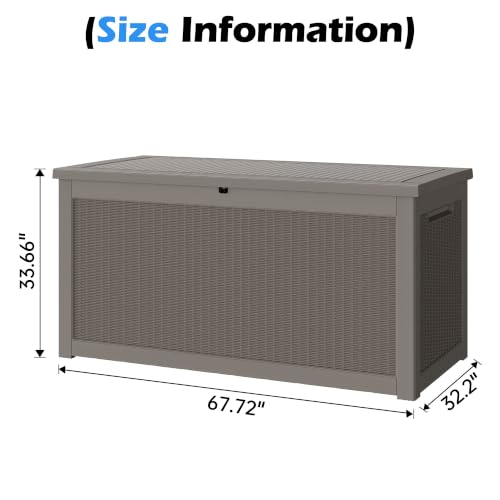 Outdoor Storage Box Waterproof, 320 Gallon Deck Box for Patio Storage - color: Rattan Gray, style: 320Gallon