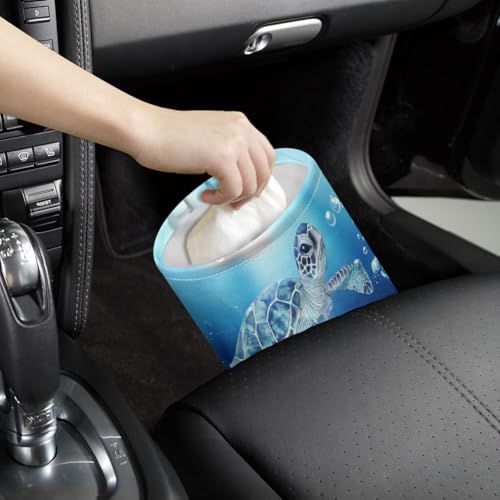 Ocean Turtle Car Trash Can Waterproof Car Garbage Can Car Seat Back Hanging Trash Bag Portable Camping Garbage Bin Storage Bag Collapsible Trash Container for Car Kitchen 5.9 x 7.3 in - color: Turtle ocean