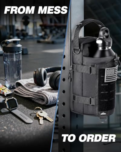 Magnetic Gym Bag for Men - Water Bottle Carrier Holder Bag | Shoulder Strap, 4 Built-in Magnets Gym Gifts for Men - color: Tactical Black