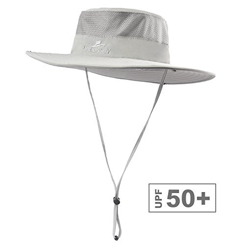 Fishing Hat,Sun Cap with UPF 50+ Sun Protection and Neck Flap,for Man and Women - color: Light Grey