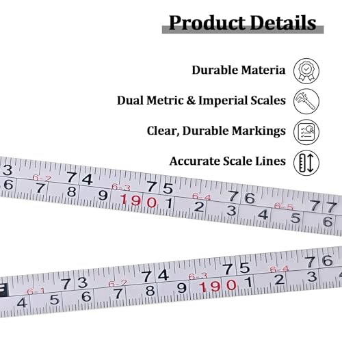 2 Pcs Self-Adhesive Measuring Tape,Imperial & Metric Tape Measure Sticker Ruler,Measure Workbench Ruler for Woodworking,Saw,Drafting Table, 78Inch,White