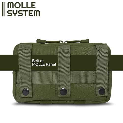 Tactical Molle Admin Pouch | Utility EDC Tool Pouch Bag | Backpack Strap Pouch | Battle Belt Accessories Pouch for Chest Vest Waist Gear - color: Army Green