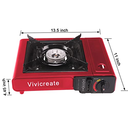 Vivicreate Portable Butane Stove 8500 BTU, Butane Stove with Auto Ignition for Camping, Lightweight Portable Gas Stove Burner with Safety Lock, Butane Burner, Estufa de Gas Portatil(Red) - color: Red