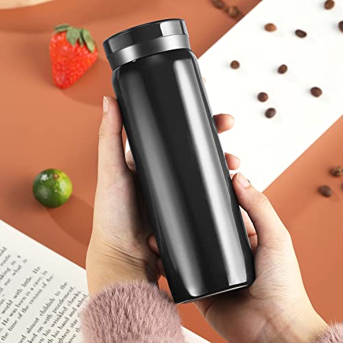Mini Thermos Cute Water Bottle - 7 oz Tiny Insulated Vacuum 18/10 Stainless Steel Small Flask - Leak Proof & Spill Proof & Keeps Cold and Hot for Drink, Coffee, Tea - Black - color: Black, size: 6.8 Ounces