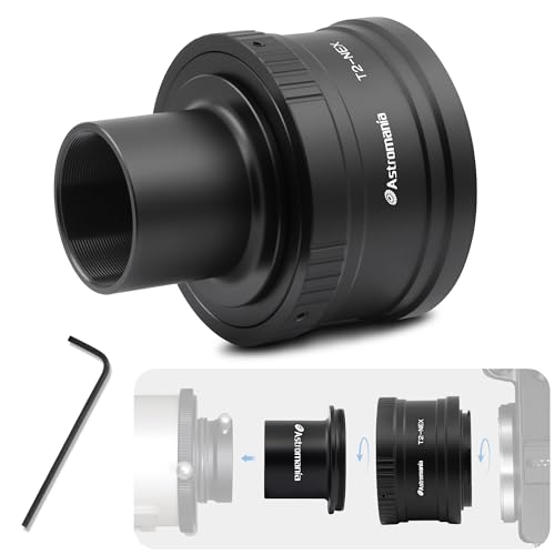 Astromania T T2 Lens Mount Ring and T Adapter for Sony-NEX Cameras System | Black Anodized Aluminum,Include Hex Wrench,T-Mount Set Designed for Mirrorless Cameras,Achieve Astrophotography with T Thread - size: T-Mount Set for Sony-NEX