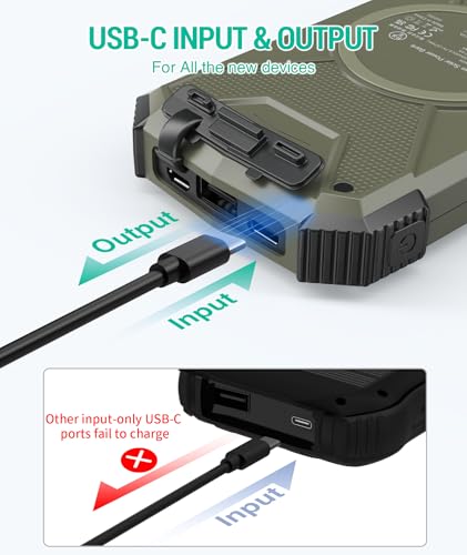 BLAVOR 2 Pack Solar Charger Power Bank 10,000mAh, Portable Wireless Charger, 20W Fast Charging External Battery Pack with USB C for Cell Phones