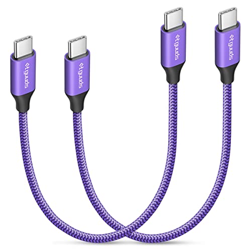 etguuds USB C to USB C Cable 1ft, 2-Pack 60W C to C Cable Fast Charging | for iPhone 17 16 15 Pro Max Plus Air, Samsung Galaxy S26 S25 S24 S23, USBC iPad MacBook Charger Cord Type C, Pixel, Purple - color: Purple, size: 1ft
