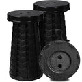 2 PCS Upgraded Collapsible Stool, Portable Folding Stool with Load Capacity 500lbs for Adults, Sturdy Telescopic Seat for Camping Fishing Hiking BBQ, Black - color: 2pack Black